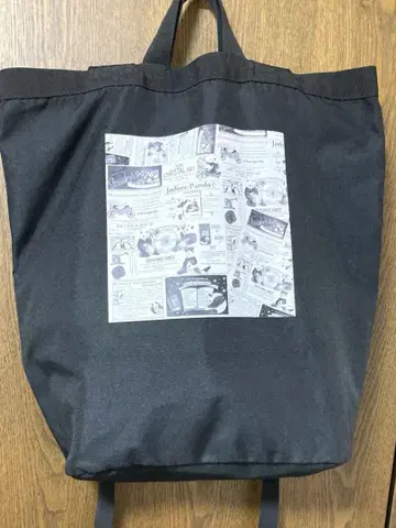 팬더 프린트 백팩 블랙
