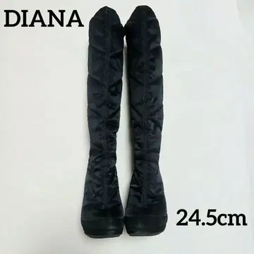 DIANA 퀼팅 롱 부츠 블랙 하이힐