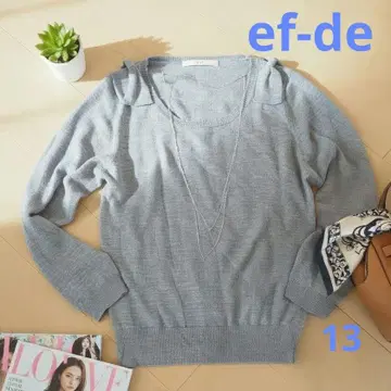 [ ef-d ] 리본 달린 고급 크루넥 니트 그레이