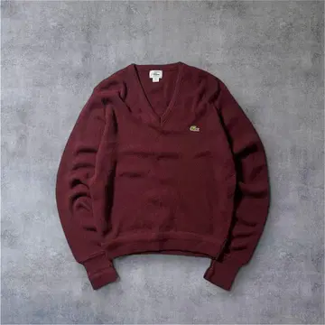 [레어] 70s80s USA제 IZOD LACOSTE V넥 니트 버건디