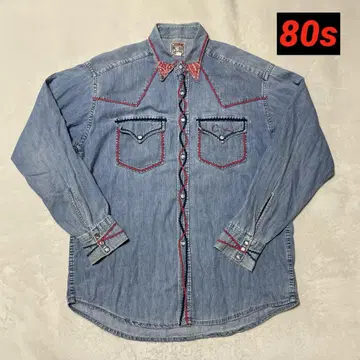 레어 80s CHIPIE 시피 데님 셔츠 세로 데님 아메카지 L