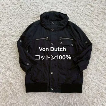 Von Dutch 후드 부착 7부 소매 자켓 지퍼 디자인 블루종 y2k