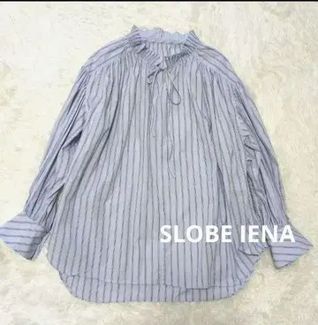 SLOBE IENA 턱 칼라 볼륨 소매 블라우스 블루