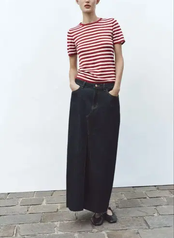 ZARA 스트라이프 니트 숏 슬리브 상의 새상품