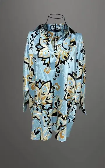 새상품 Zara 자라 새틴 셔츠 스카이블루 레귤러 카라 오버사이즈 루즈핏