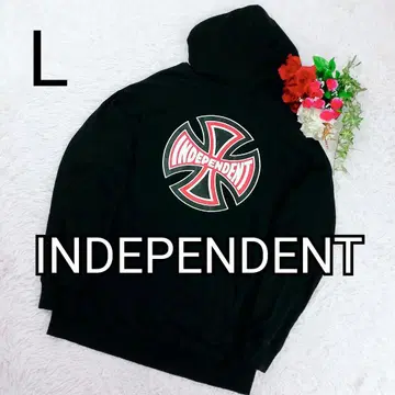 레어 INDEPENDENT 후드티 L 블랙 아이언 크로스 스케이트 펑크