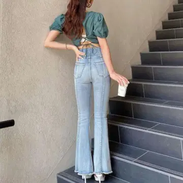 GYDA 스트레치 발군 하이웨스트 핏 플레어 데님 팬츠 부츠컷