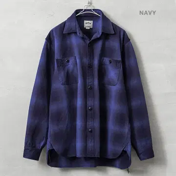 HOUSTON 옴브레 체크 셔츠 NAVY