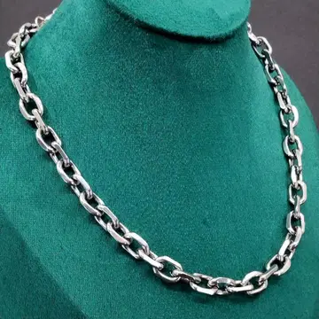 실버 굵은 체인 목걸이 여성용 숏 44cm 8mm