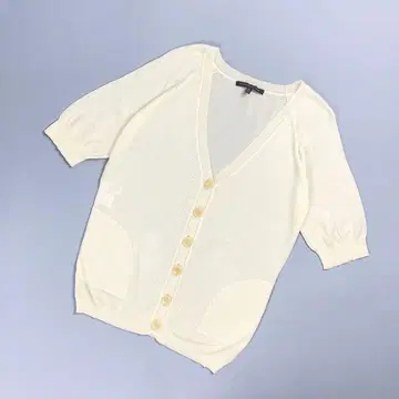 알레산드로 델라쿠아 시스루 반팔 가디건 아이보리 M*ZC355