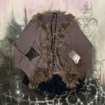 브라운 퍼 가디건 페어리 코어 y2k 헤이세이 갸루 가을 옷