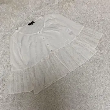 DAKS 닥스 7부 소매 가디건 레이스 라운드넥 화이트 사이즈 40