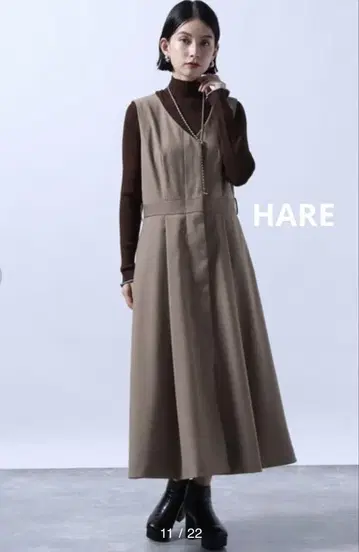 HARE 2P 레이어드 코트 원피스만