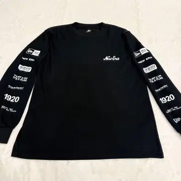 NEW ERA 롱 T셔츠 블랙 M 소매 프린트 로고