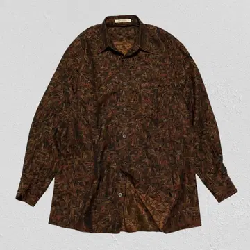 Lancel 빈티지 아트 패턴 셔츠 남성용 일본제 브라운 M