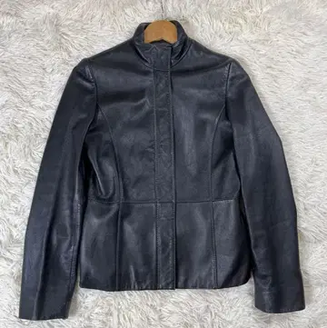 온워드 카시야마 블랙 23구 시어링 레더 재킷 노카라 블랙 38