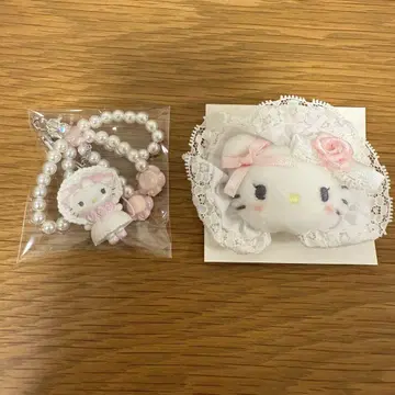 화이트 프릴 키티 키링 헤어 클립