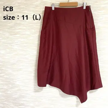 택 포함 새상품 iCB 플레어 스커트 L 무릎 기장 비대칭 1387