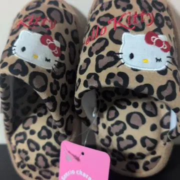 키티 레오파드 패턴 슬리퍼