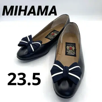 [새상품급] 미하마 MIHAMA 플랫슈즈 23.5cm 네이비 리본 포함