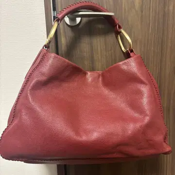 사자비 빨간색 가죽 숄더백
