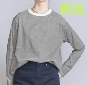 뷰티 앤 유스 코튼 천축 롱 슬리브 티셔츠 보더 새상품