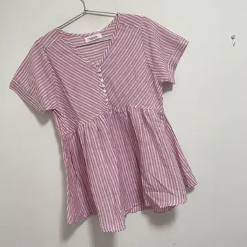 어반 리서치 서니 라벨 도비 스트라이프 코튼 블라우스