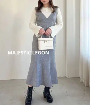 MAJESTIC LEGON V넥 머메이드 점프스커트 롱 원피스
