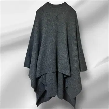 여성용 JUSGLITTY 다크 그레이 니트 판초 오버 사이즈