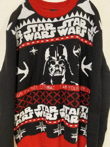 H&M 스타 워즈 STARWARS 레드 올 패턴 니트 스웨터 L 사이즈