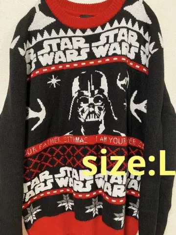 H&M 스타 워즈 STARWARS 레드 올 패턴 니트 스웨터 L 사이즈