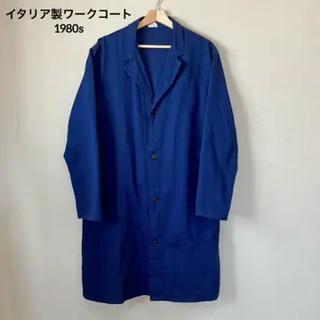 [ 1980s ] 이탈리아제 워크 코트 사이즈 L 상당 잉크 블루 빈티지