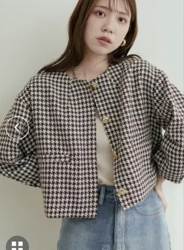 내추럴 꾸뛰르 하운드투스 체크 패턴 자켓