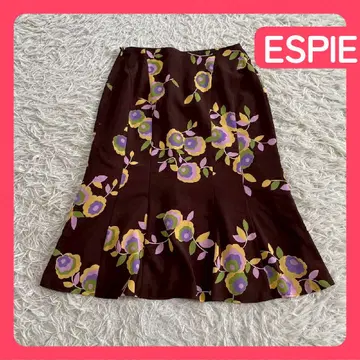 ESPIE 꽃무늬 미디 스커트 플레어 스커트