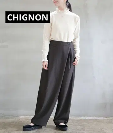 시뇽 CHIGNON 어저스트 스트랩 팬츠 브라운 프리 사이즈