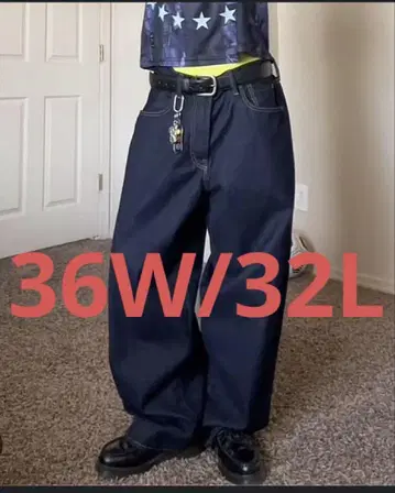 GAP 슈퍼 배기 데님 36W32L 다크 린스