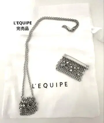 [ 새상품급 ] L'EQUIPE 스퀘어 체인 비쥬 목걸이 브로치