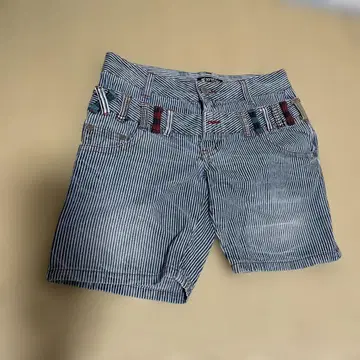 남성용 데님 숏팬츠 스트라이프
