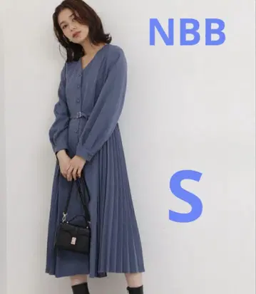 내추럴 뷰티 베이직 사이드 플리츠 원피스 V넥 S