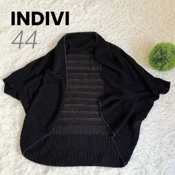[ INDIVI ] 볼레로풍 7부 소매 썸머 니트 가디건 블랙 44사이즈