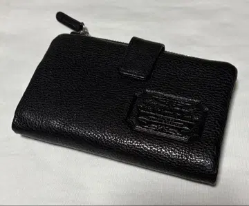 블랙 가죽 접이식 지갑
