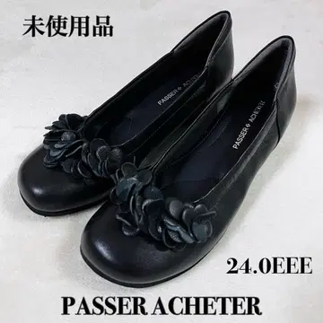 미사용품 PASSER ACHETER 가죽 플라워 펌프스 24.0EEE