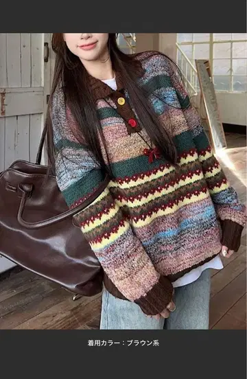 폴로 옷깃 자카드 니트 풀오버 mejane ZOZO