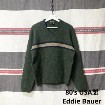 80s USA Eddie Bauer 보더 라인 울 스웨터 레어