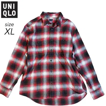 UNIQLO 유니클로 옴브레 체크 셔츠 섀도우 체크 레드 XL