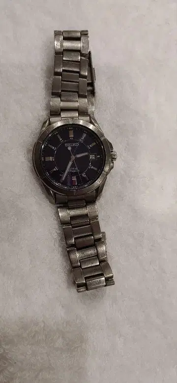 SEIKO 손목시계 솔라 티타늄 데이트 남성용 블루