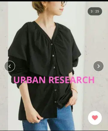 미사용 새상품 URBAN RESEARCH 빅 플레어 칼라 블라우스 블랙