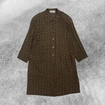 90s 빈티지 스트라이프 패턴 롱 원피스 브라운 레트로 구제 의류