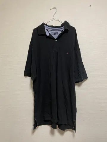TOMMY HILFIGER 블랙 피케 셔츠 2XL 반팔
