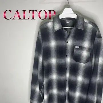 CalTop 블랙 화이트 옴브레 체크 셔츠